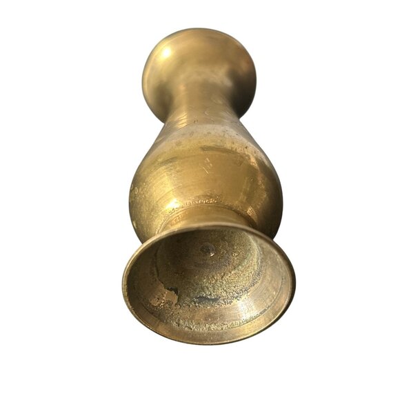 VTG Brass Bud Vase Decorative Etched Design 3.75" World Market Boho Aged Patina - Picture 4 of 5